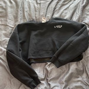 Black cropped loose fit TLF crew neck